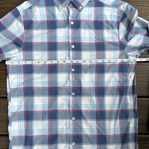 Vineyard Vines Men’s Whale Shirt | small | red white & blue plaid - Picture 2 of 6